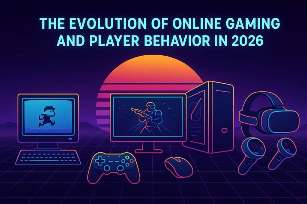 Futuristic online gaming interface showcasing virtual avatars and interactive multiplayer features