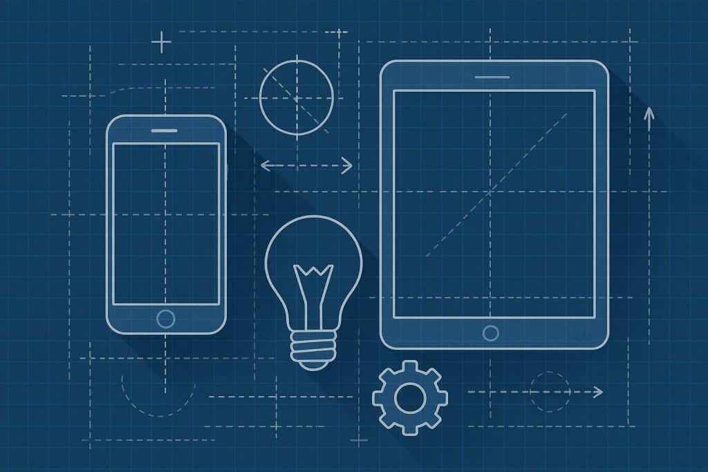Abstract blueprint drawing symbolizing product design and usability innovation.
