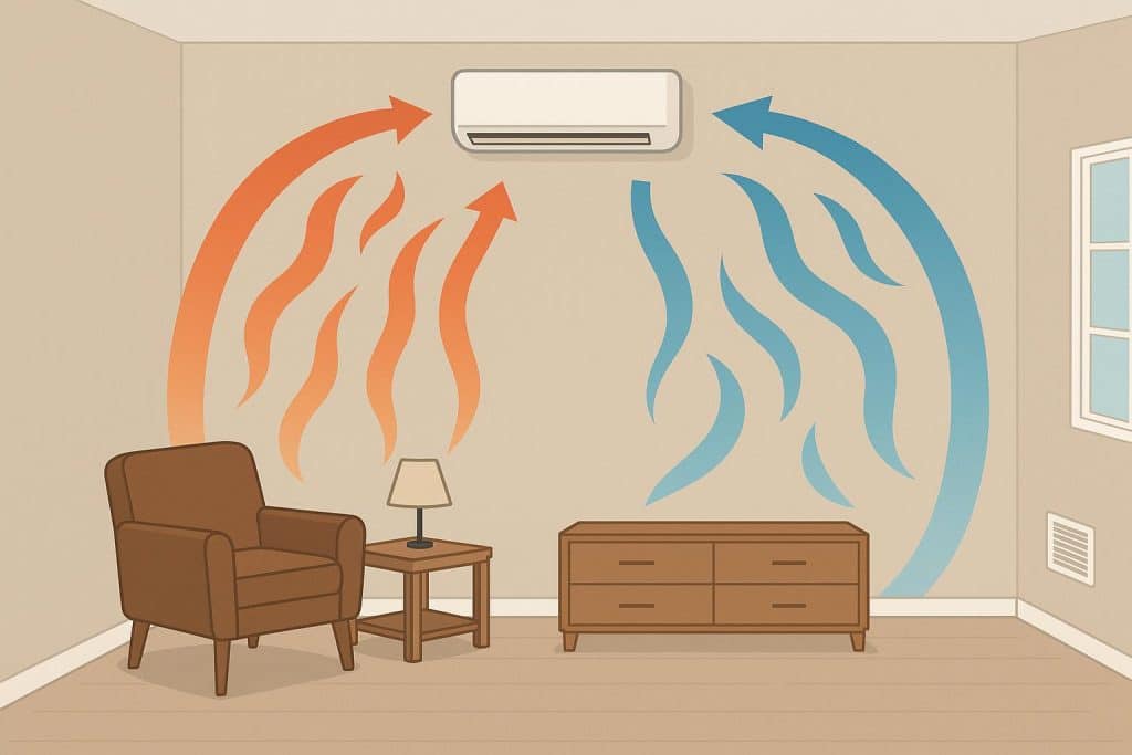 Modern ductless heat pump unit in a home, illustrating efficient heating and cooling technology