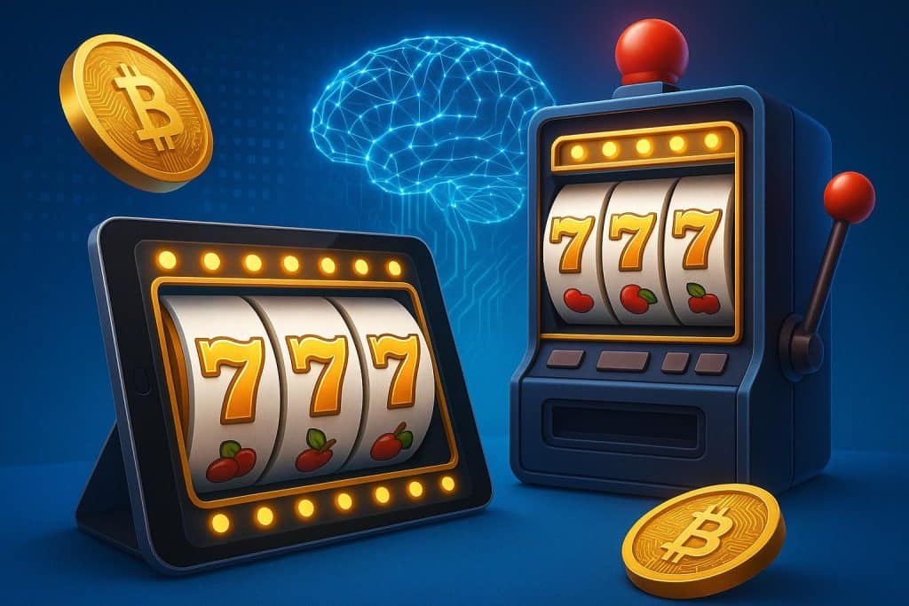 Modern slot machine interface with vibrant digital reels and advanced gaming technology features