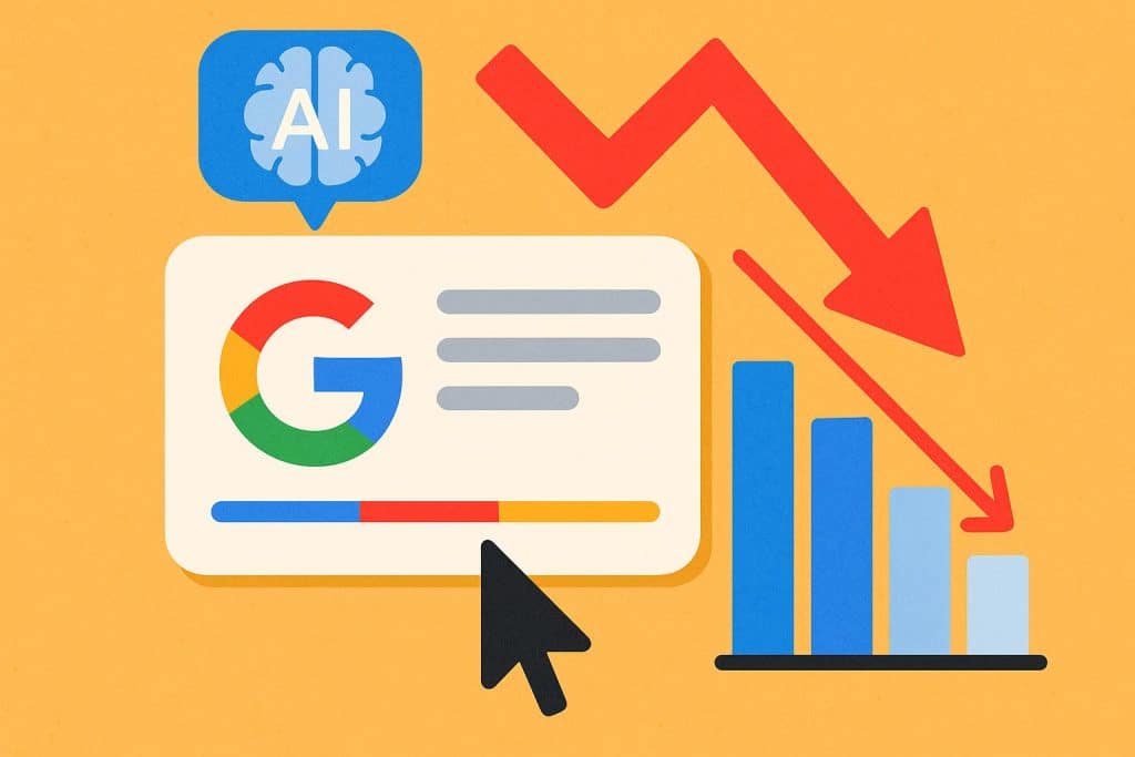 Graph showing Google AI Overview impact on SEO click-through rates and effective SEO strategies