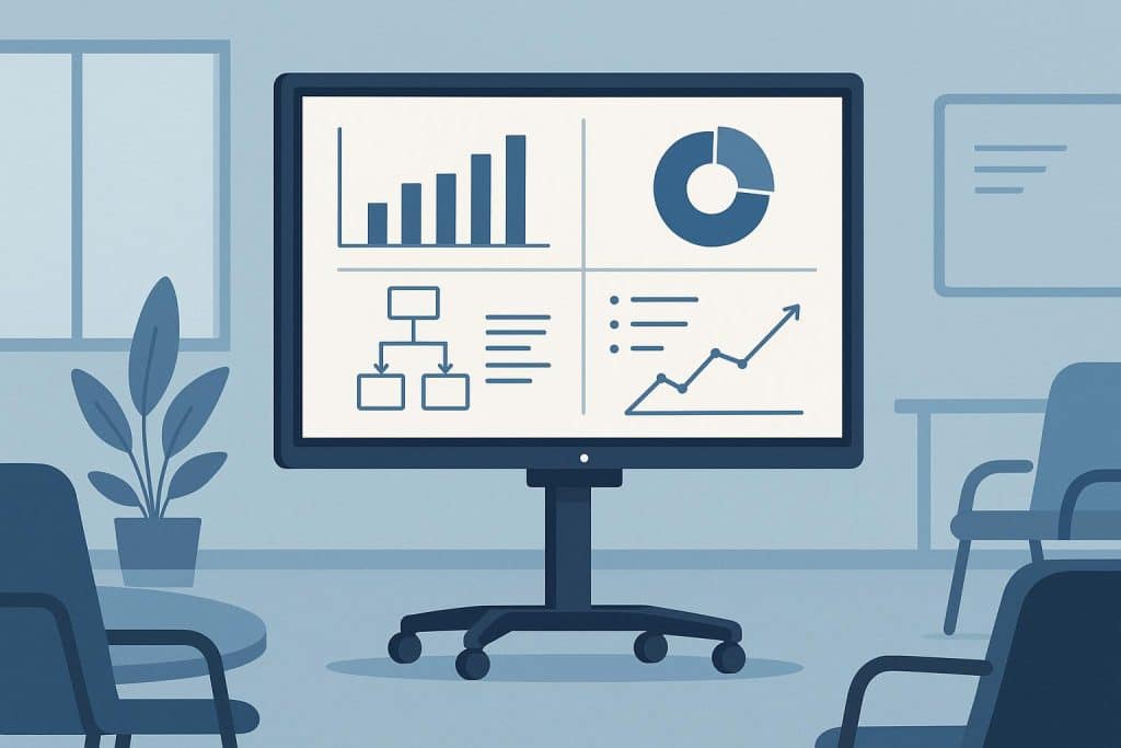 Interactive whiteboard used for collaborative learning and teamwork in classroom and office settings