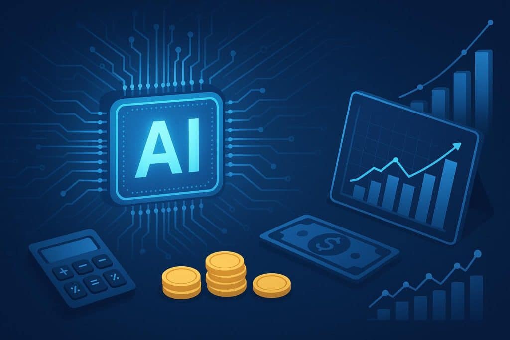 Abstract digital chart and financial data visualization representing AI in financial software development