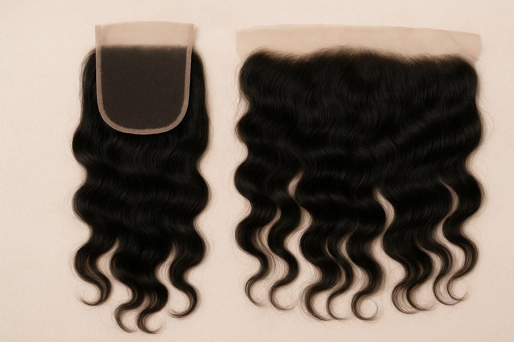 Comparison of lace closure wig and frontal wig for everyday wear on display