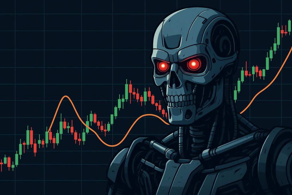 Terminator Volatility Bot interface showing crypto trading performance and automated trading features