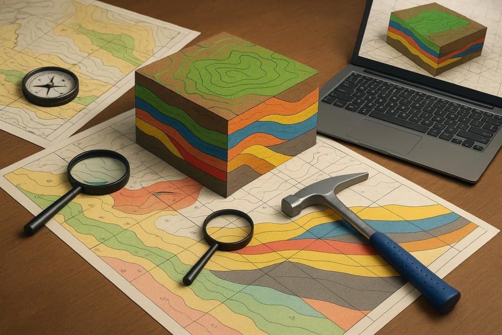 3D geological model showcasing subsurface layers for improved exploration decision-making