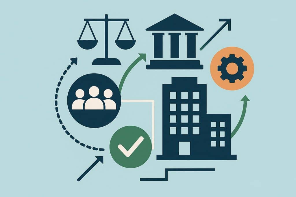 Modern corporate boardroom symbolizing innovative governance strategies with Hawkamah expertise