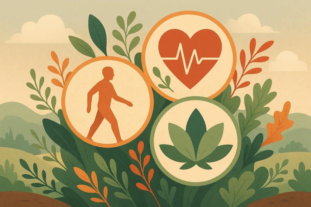 Abstract wellness symbols representing physical, emotional, and spiritual healing integration