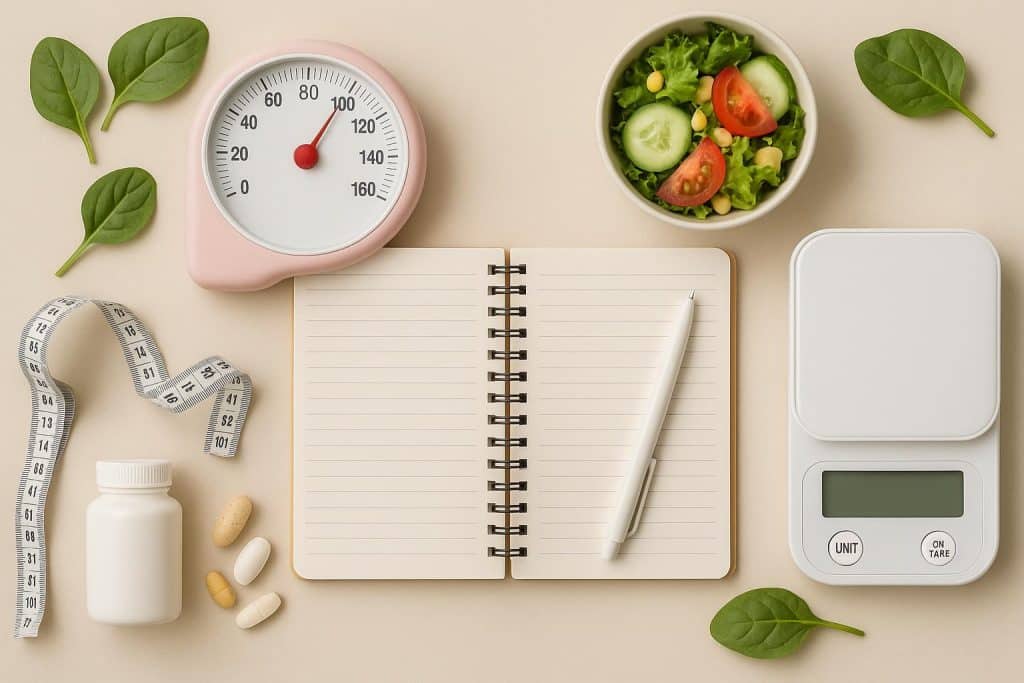 Personalized weight management tools, healthy meal planner, and daily fitness tracker essentials
