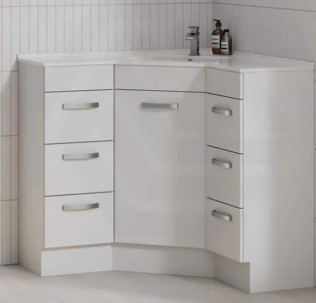 Image 1 of Is a Corner Bathroom Vanity Good for Small Baths?