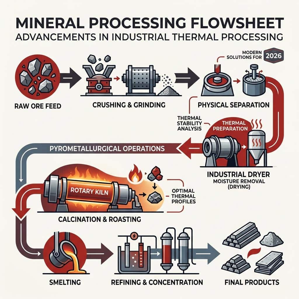 Mineral processing flowsheet infographic - Mineral processing plants infographic 