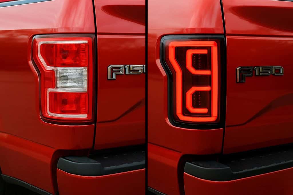 Ford F150 tail lights comparison showing OEM and aftermarket options side by side