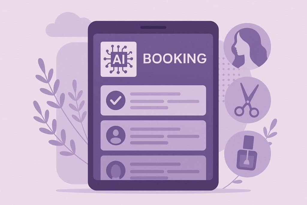 Modern salon dashboard displaying AI-powered booking system for beauty appointments