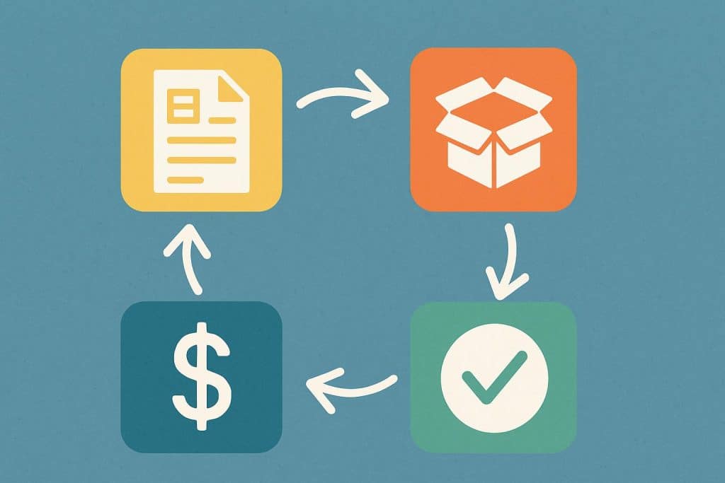 Order-to-cash process flow illustrating steps from customer order to payment for business growth