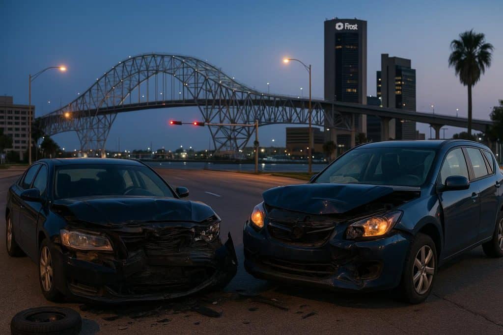 Corpus Christi car accident lawyer assisting client after a vehicle collision on city street
