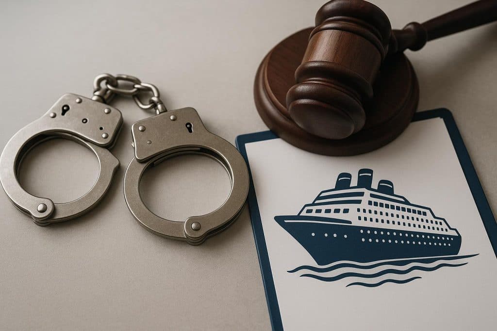 Cruise ship with legal scales symbolizing specialized sexual assault attorney services