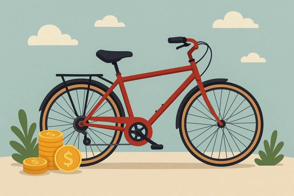 Budget-friendly bicycles suitable for students and families parked together outdoors