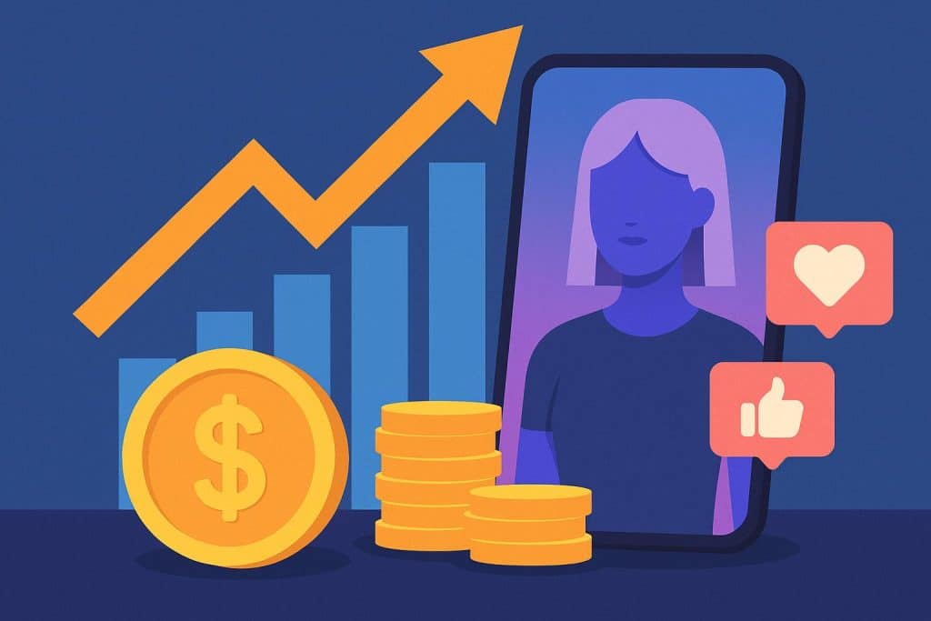 Virtual influencer avatar engaging with online followers, representing AI impact on influencer marketing