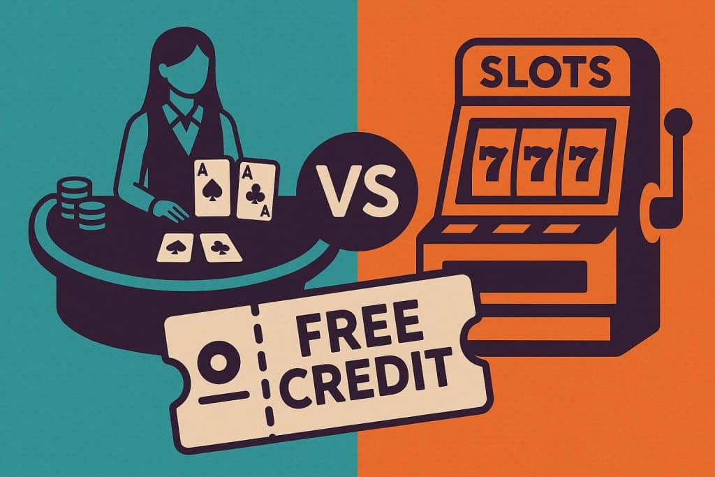 Live dealer casino table contrasted with automated slot machines illustrating player choices