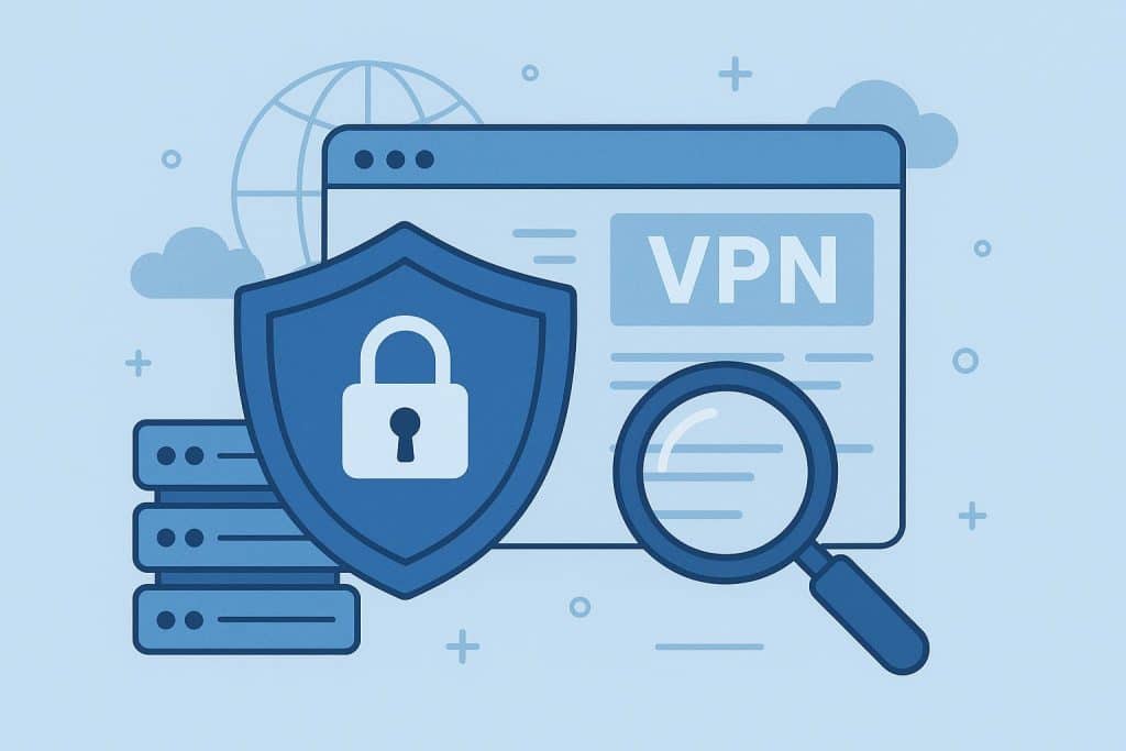 How to Choose the Best VPN for Your Needs Laptop displaying VPN service dashboard with security icons and globe representing online privacy