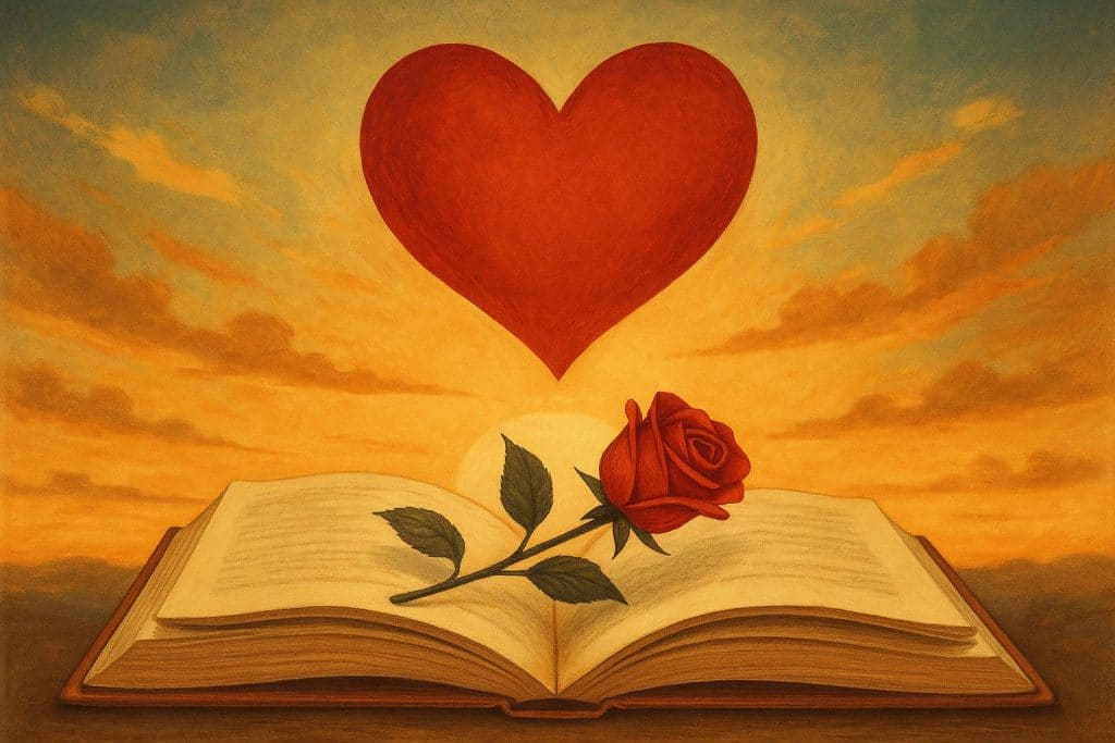 What Makes a Romance Story Truly Unforgettable Open book with heart-shaped pages symbolizing unforgettable romance stories