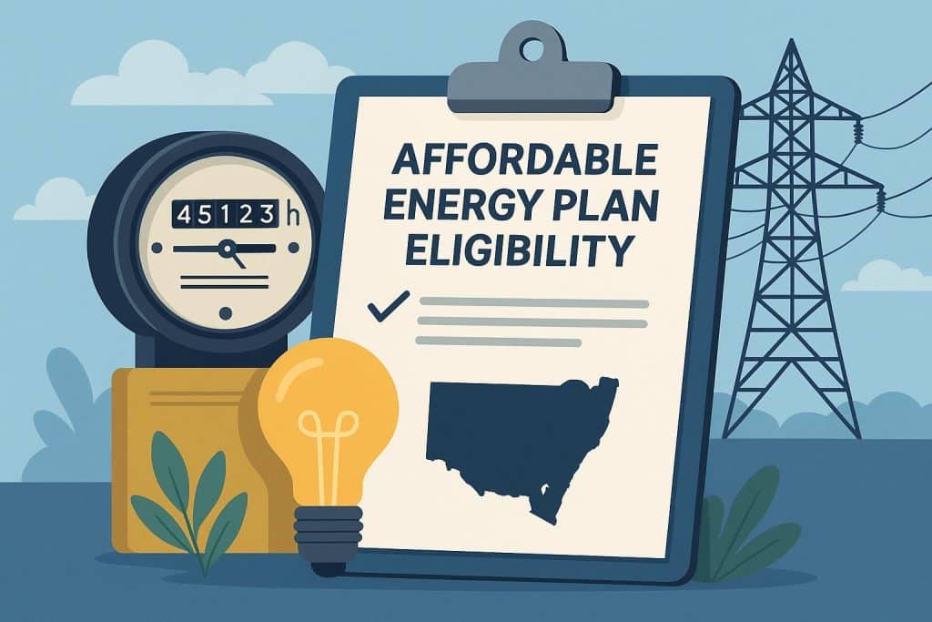 Electricity meter and power bill illustrating energy usage and plan eligibility in NSW homes