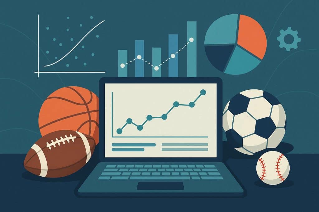 Data analytics dashboard visualizing predictive modeling in sports for business optimization
