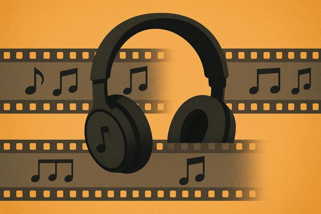 When Every Video Uses the Same Song: The Hidden Cost of Stock Music for Content Creators Stock music notes overlaying multiple video thumbnails, highlighting content creator challenges