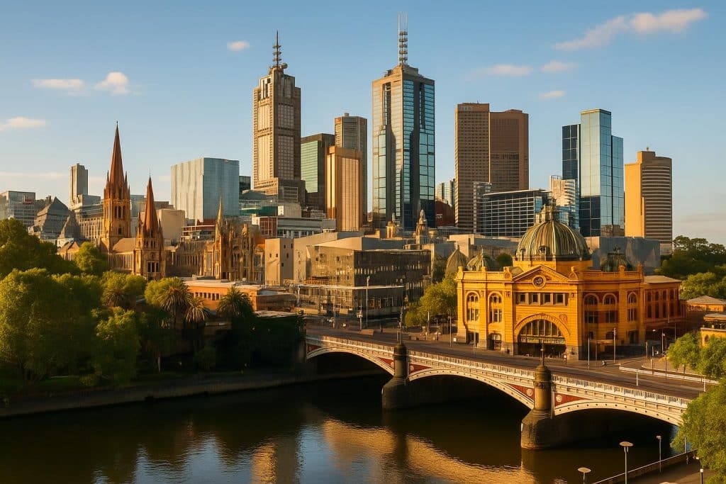 Melbourne Is the Kind of City You Slowly Move Into Melbourne cityscape with iconic laneways and modern skyline under a vibrant sky