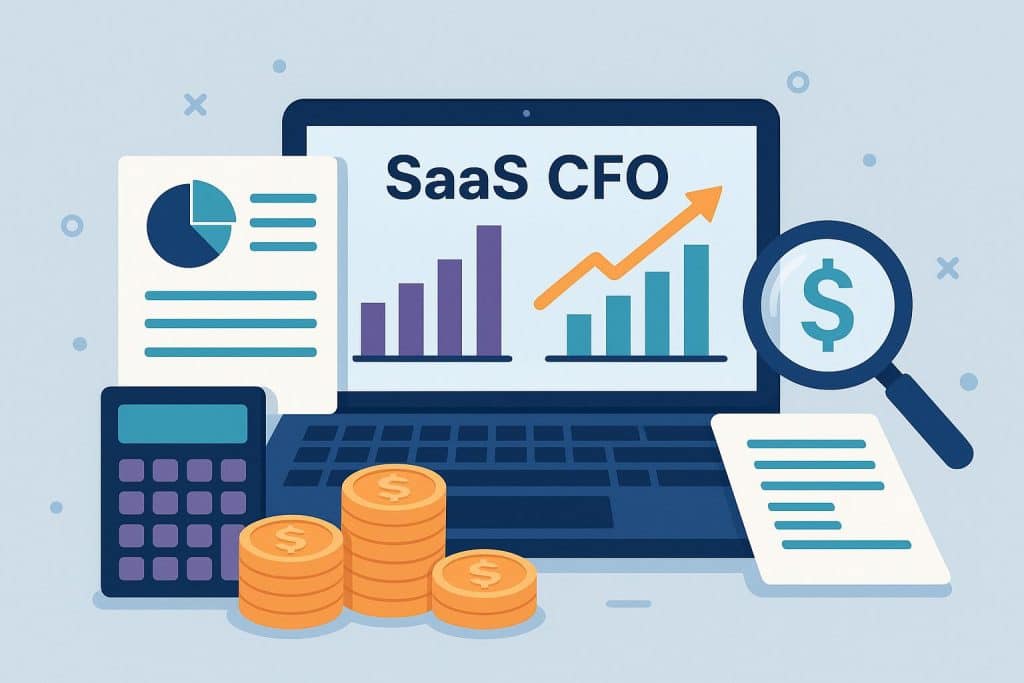 SaaS CFO Services: Why Your Startup Can’t Afford to Wing the Financials Modern laptop displaying financial dashboards, representing SaaS CFO services for startups
