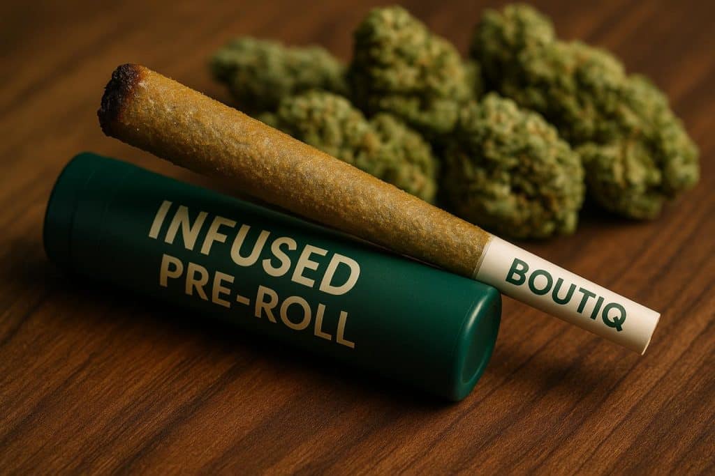 Boutiq Infused Pre-Roll: Why It’s Becoming a Trending Choice Among Cannabis Enthusiasts Boutiq infused pre-rolls displayed on a table, highlighting premium cannabis product packaging