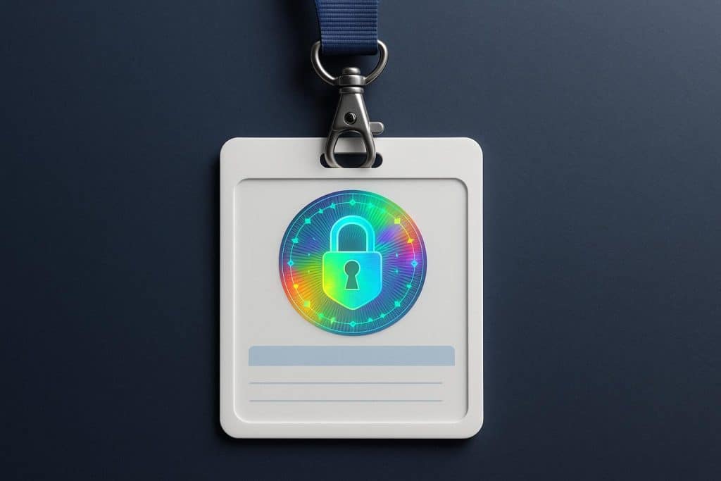 Holographic security feature on an identification badge for advanced ID protection