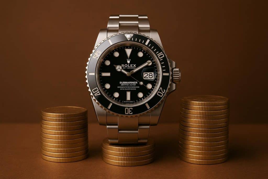Close-up of a Rolex luxury watch highlighting craftsmanship and value retention features