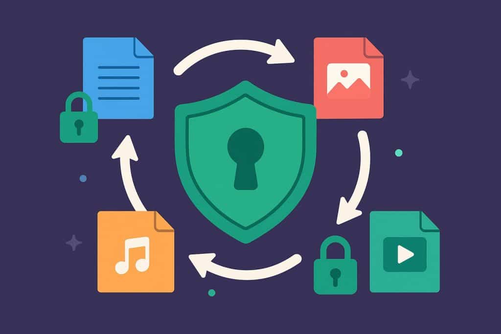 Secure file conversion process depicting data protection for PrivConvert privacy-focused service