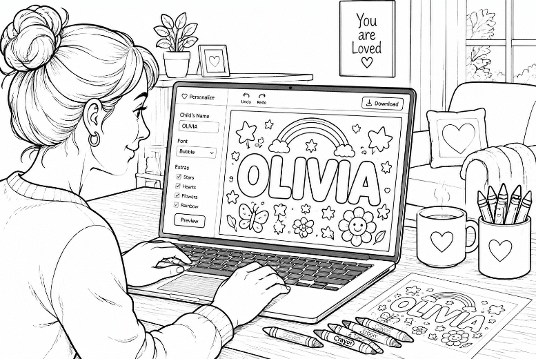 Image 1 of How to Create Personalized Name Coloring Pages For Kids in 2026