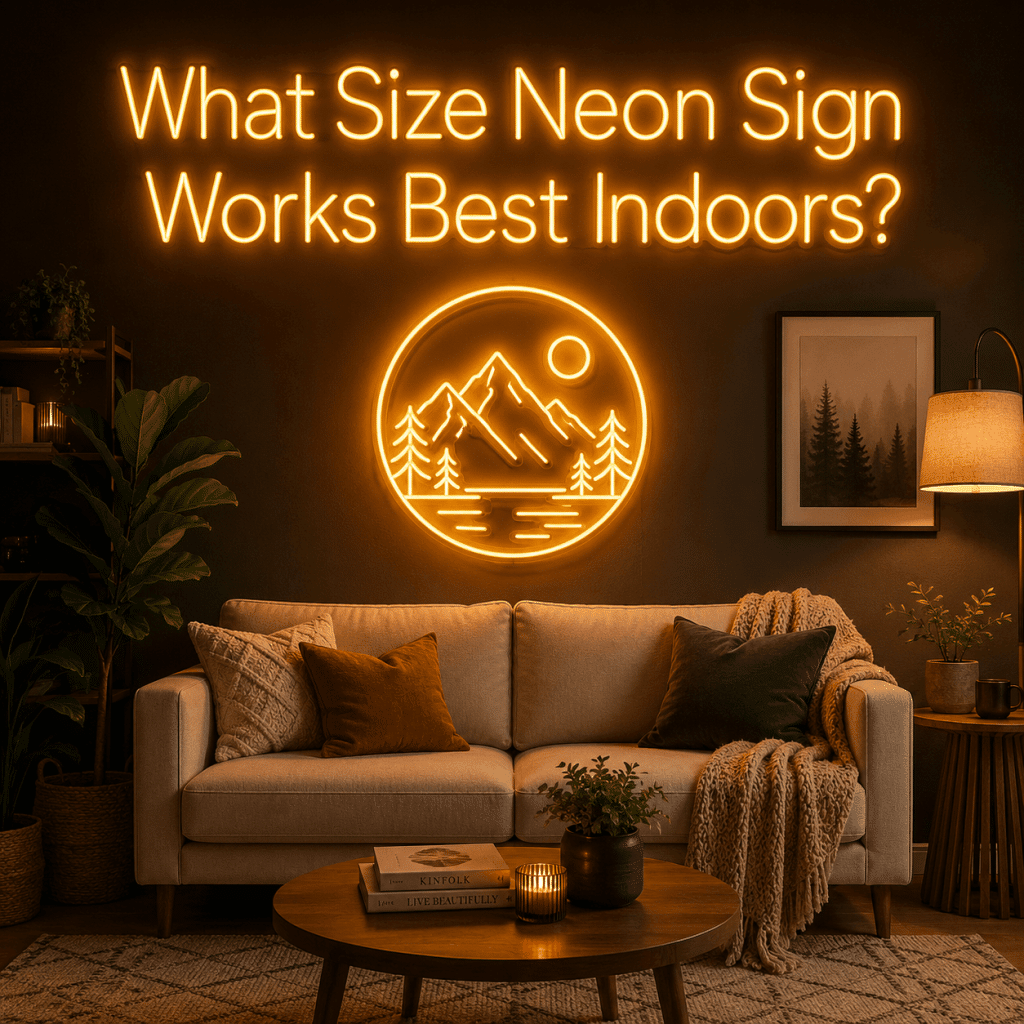 Image 1 of What Size Neon Sign Works Best Indoors?