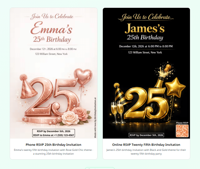Image 1 of Create Your Ideal 25 th Birthday Invitations: Witty 25 th Birthday Invites Made Simple.