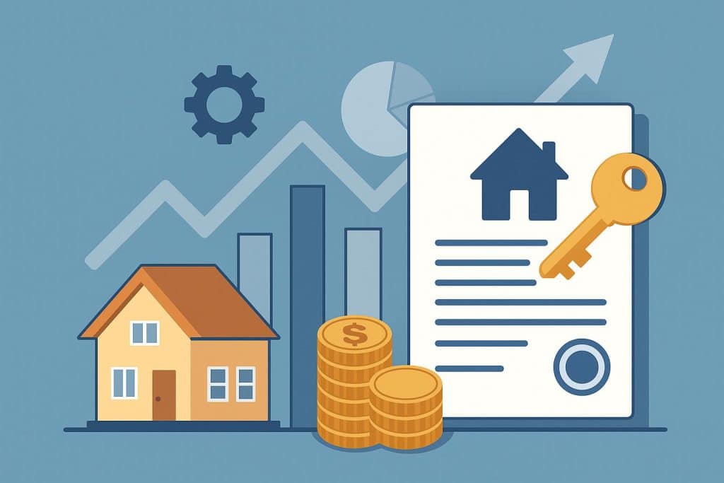 How to Choose the Right Mortgage Process Outsourcing Partner Stack of documents, calculator, and house model representing mortgage outsourcing decisions