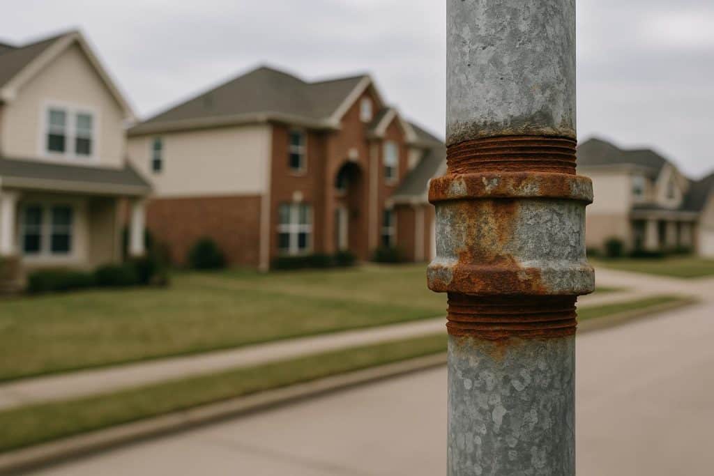 Galvanized pipes in Houston-area home, highlighting plumbing issues in Kingwood, Bellaire, Sugar Land