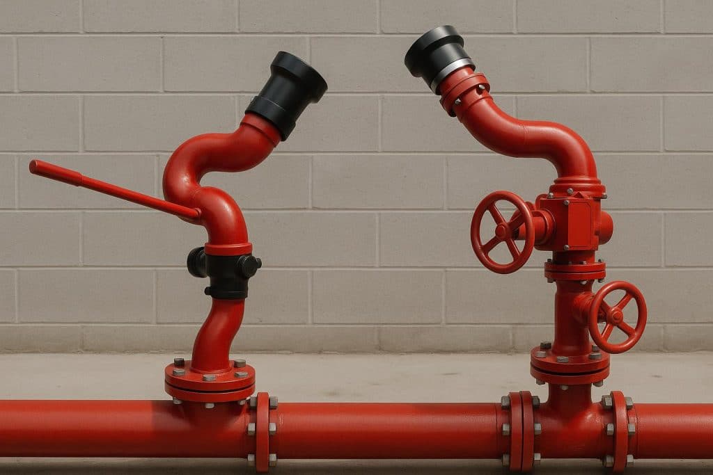 Manual tiller and gear control fire monitors in industrial fire suppression system comparison