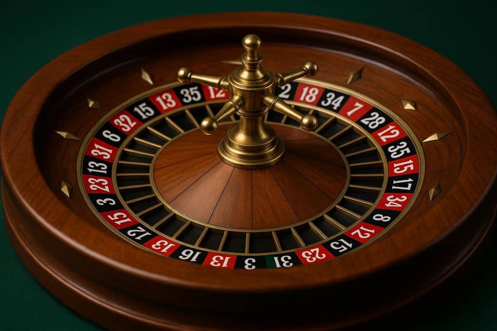 Roulette wheel spinning with chips, illustrating game theory concepts and risk-taking strategies