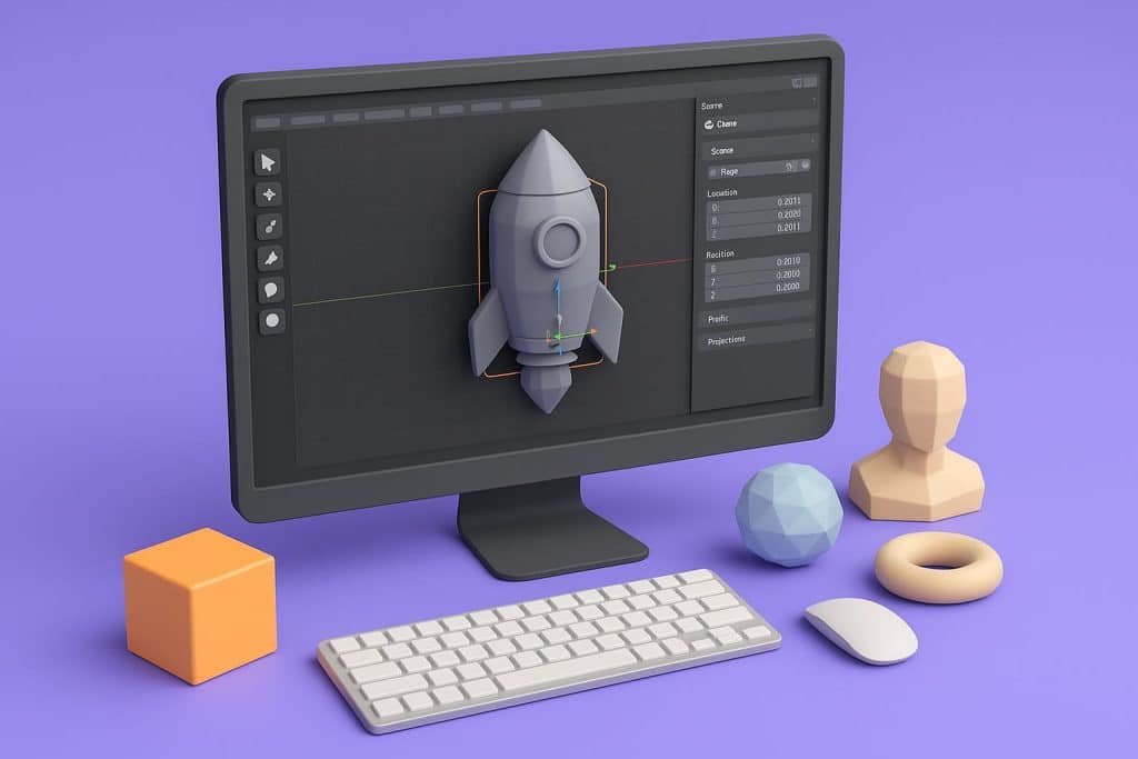 Beginner’s Guide to Creating Professional 3D Models Without Learning Blender or Maya 3D model displayed on a computer screen using beginner-friendly design software tools