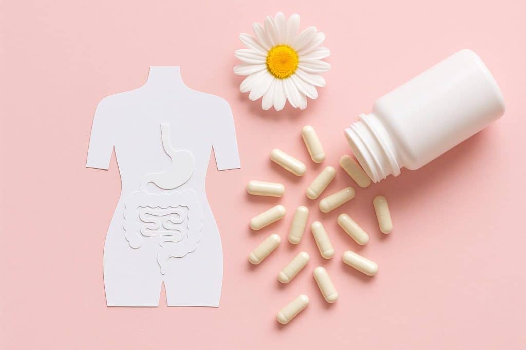 Why Women’s Gut Health Deserves More Than a Generic Probiotic Probiotic supplements and healthy foods supporting women’s gut health on a kitchen table