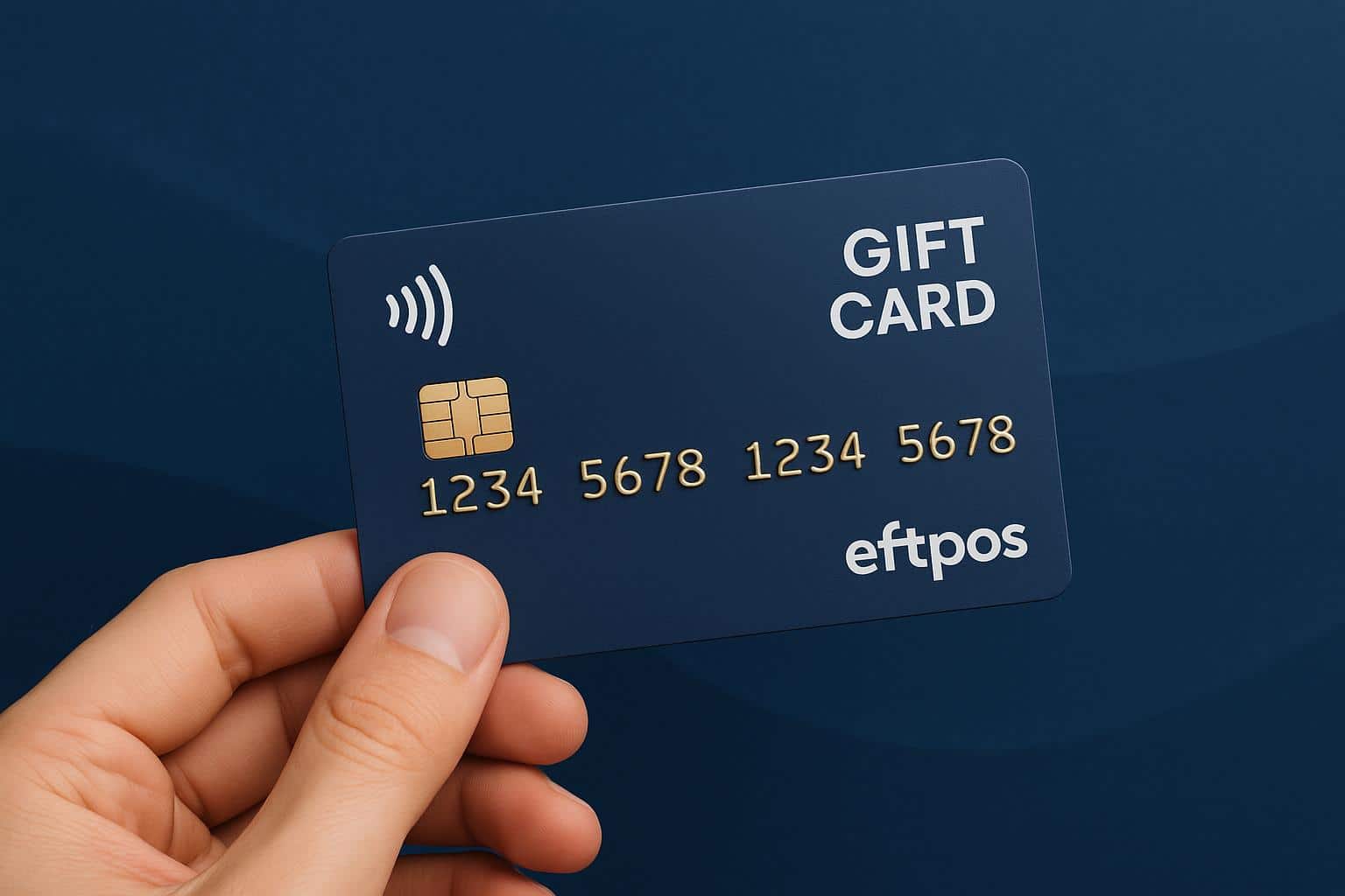 Eftpos gift card on a table with shopping bags, highlighting convenient payment options
