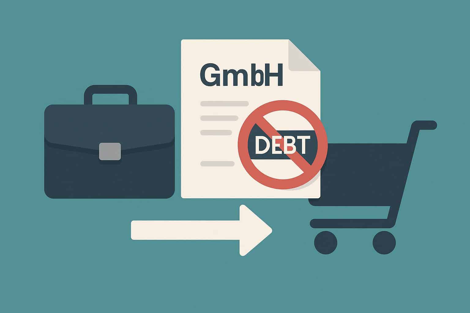 Business documents and calculator illustrating GmbH sale with debt, risks, and legal options in Germany