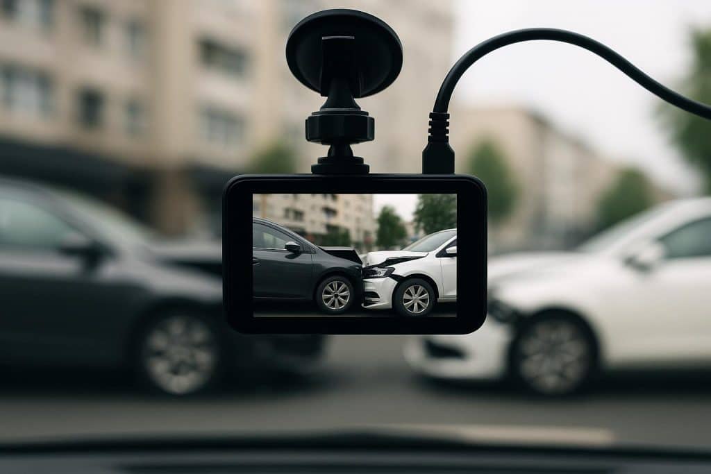 How Dashcam Footage Can Help After a Car Accident Dashcam recording a traffic collision for car accident evidence and insurance claims