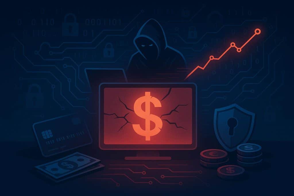 Key Technologies for Detecting Suspicious Transactions at Your Bank Abstract digital graphic depicting advanced cybercrime and financial fraud targeting banking systems