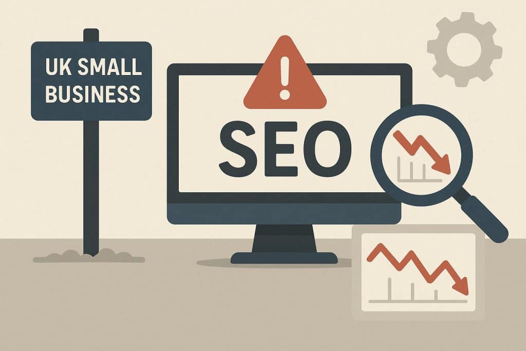 SEO mistakes causing UK small businesses to lose customers, illustrated with website analytics