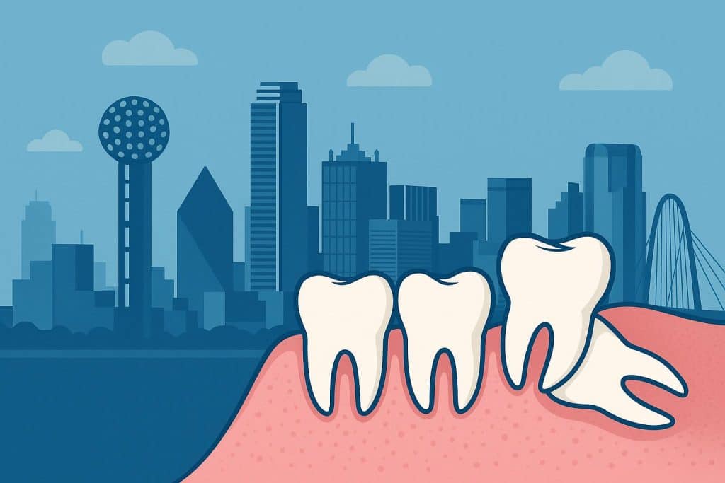 Dental clinic exterior in Dallas, TX specializing in wisdom teeth extraction services