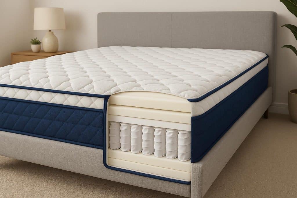 Luxury full hybrid mattress with layered construction for optimal comfort and sleep support